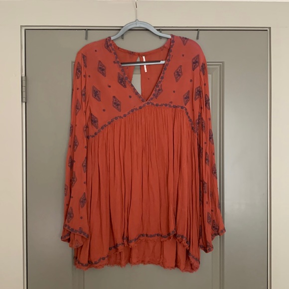 Free People Tops - Free People Diamond Embroidered Bell Sleeve Top
